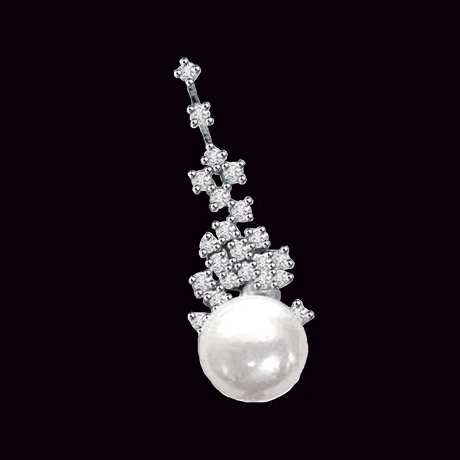 0.30cts Real Diamond & Pearl Pendant (P432)