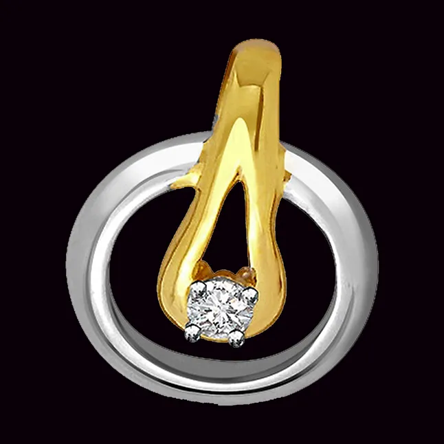 A Loving Touch - Real Diamond Two Tone Solitaire Pendant (P441)