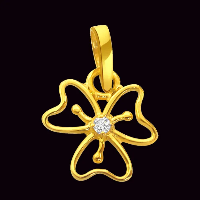 You Are my World - Real Diamond Flower Shaped Pendant (P45)