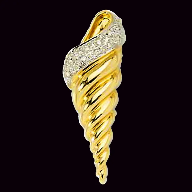 Ice-Cream Cone 0.06cts Real Diamond Pendant (P465)