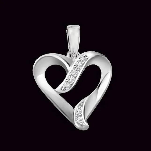 Heartbeat 0.07cts Real Diamond White Gold Pendant (P467)