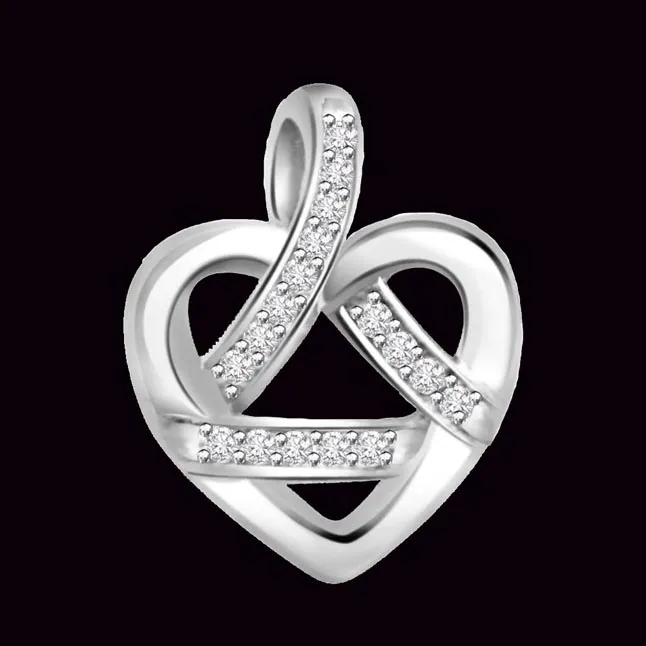 Hearty Secrets 0.09cts Real Diamond White Gold Pendant (P468)