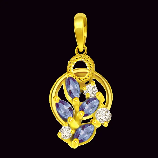 Magical Mantra 0.06cts Real Diamond & Sapphire Pendant (P480)