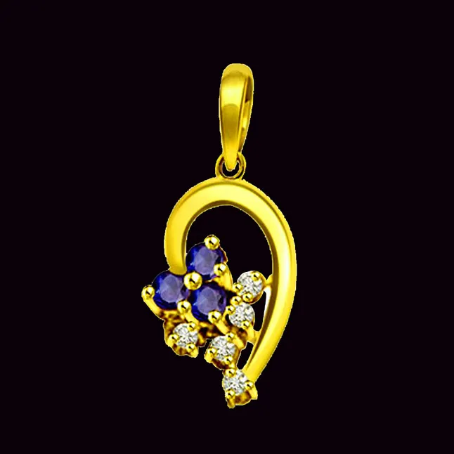 Sparkling Surprise - Real Diamond & Sapphire Pendant (P482)
