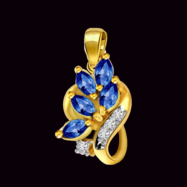 Queen of Love - Real Diamond & Sapphire Pendant (P483)