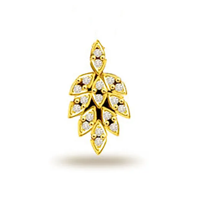 Leafy Diamond Passion 0.18ct Gold Pendants -Designer Pendants