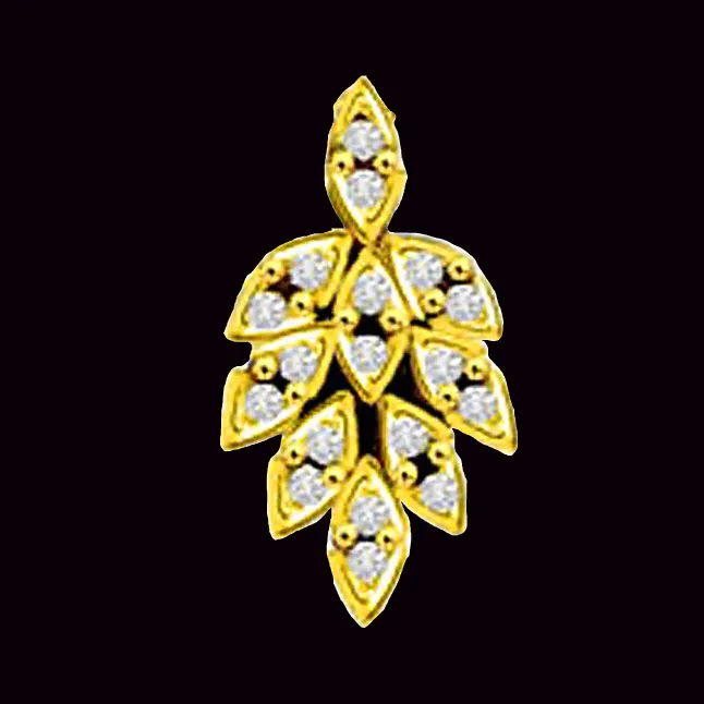 Leafy Diamond Passion 0.18cts Yellow Gold Pendant (P495)