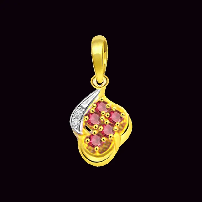 Ruby Diamond Splash Pendants -Flower Shape Pendants