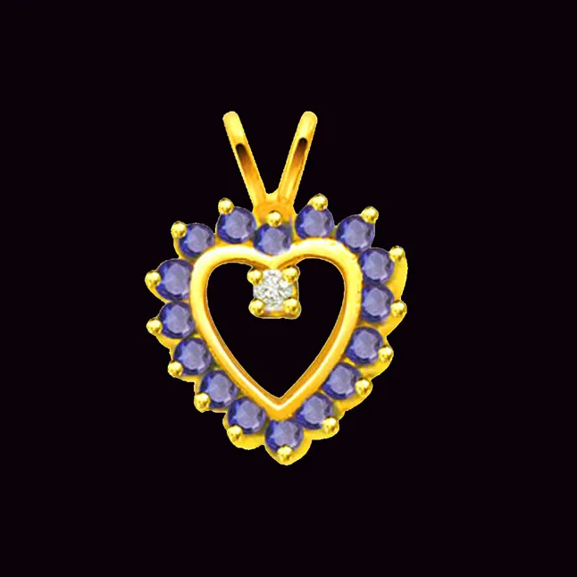 Heart of Real Blue Sapphire Pendant (P518)