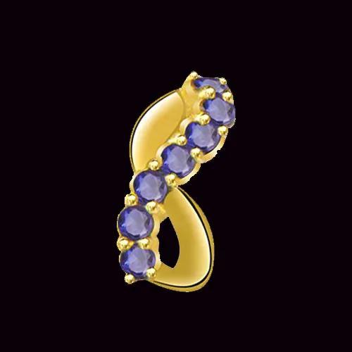 Twirl of Blue - 0.21cts Real Blue Sapphire Gold Pendant (P519.)