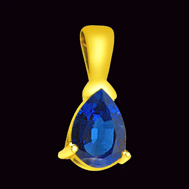 Blue Star - 1.00cts Real Blue Sapphire Gold Pendant (P526)