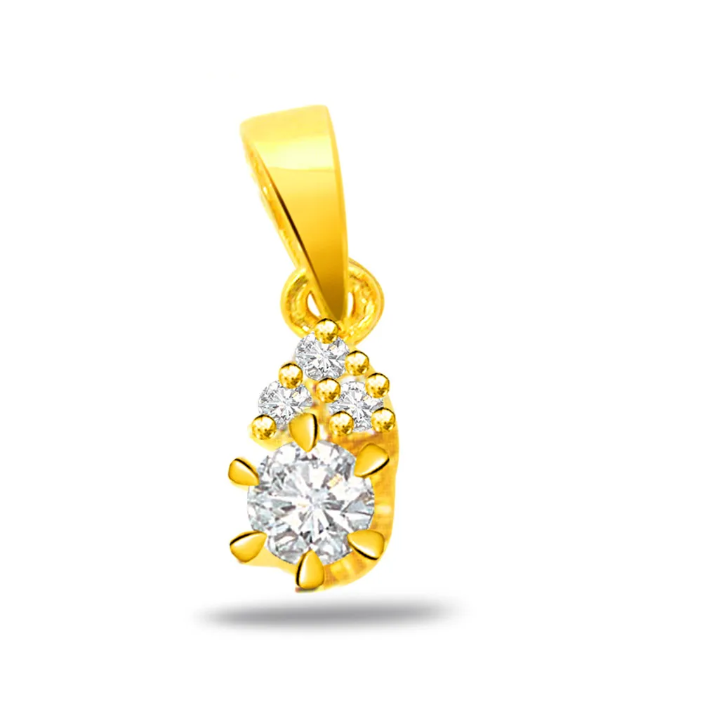 Golden Sunshine Beauty -0.35ct VS Clarity Diamond Gold Pendants -Designer Pendants