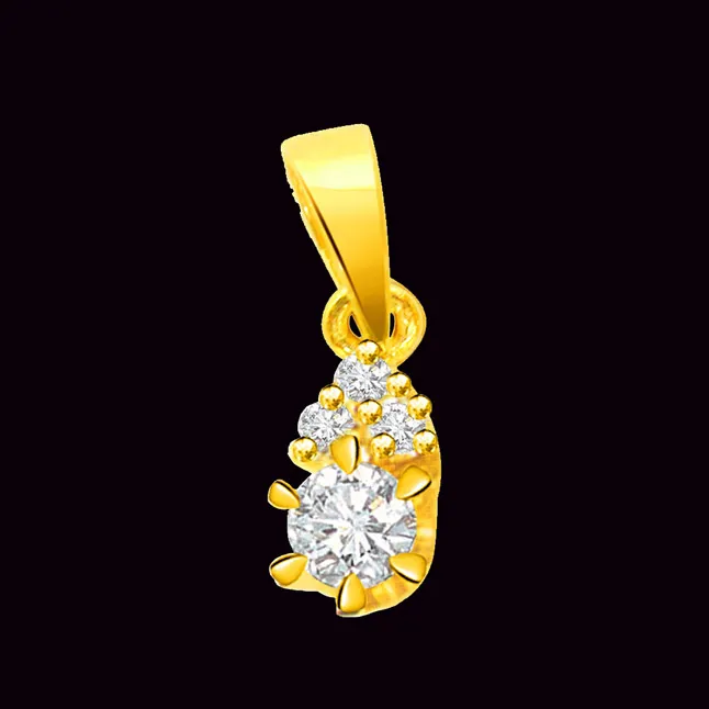 Golden Sunshine Beauty - 0.35cts VS Clarity Real Diamond Gold Pendant (P530)