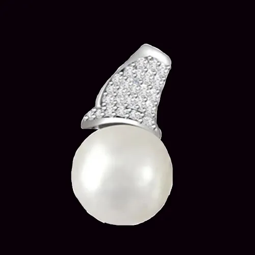 0.20ct Diamond & Real Pearl Pendants -Designer Pendants