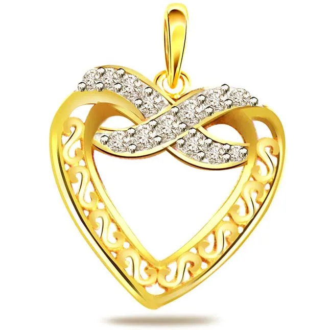 It's My Heart -0.10ct Diamond Heart Shape Gold Pendants