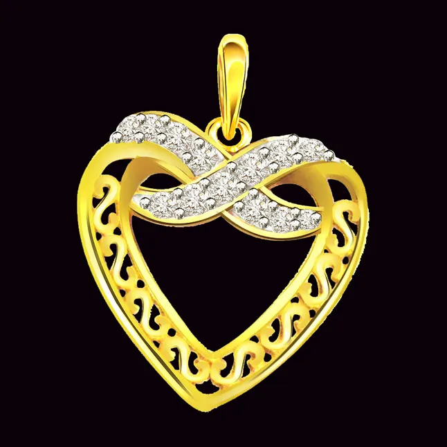 It's My Heart - 0.10cts Real Diamond Heart Shape Gold Pendant (P540)