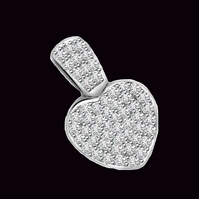 Heart Glitter - 0.50cts Real Diamond Heart Shape 14kt White Gold Pendant (P548)
