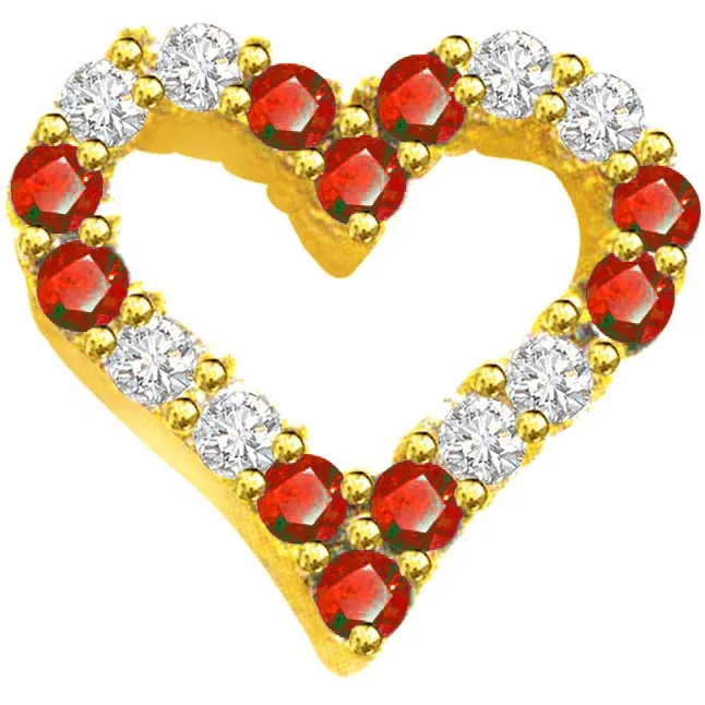 0.20ct Diamond & Ruby Heart Shape Pendants