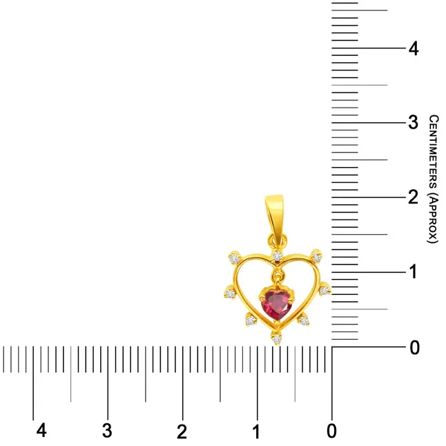 Heart of Ruby - Real Diamond & Red Ruby Pendant (P54)