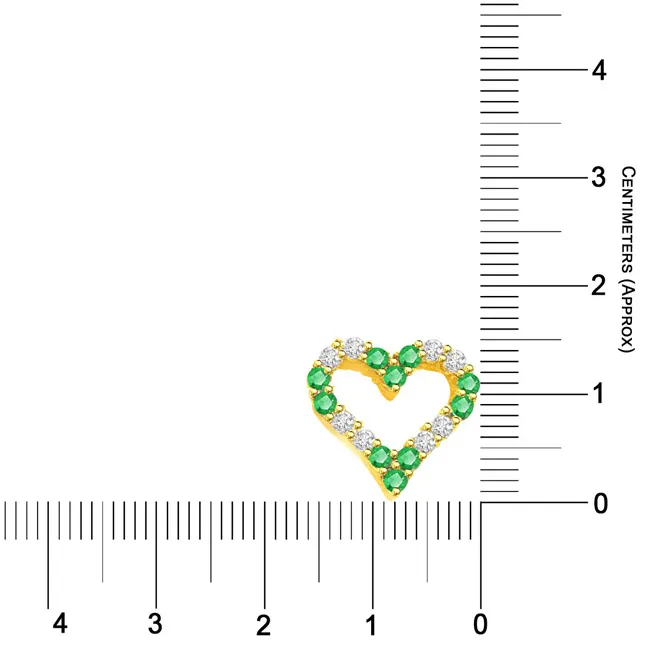 0.20cts Real Diamond & Emerald Heart Shape Pendant (P550)
