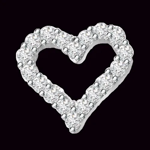 0.40cts Real Diamond Heart Shape 14kt White Gold Pendant (P552)