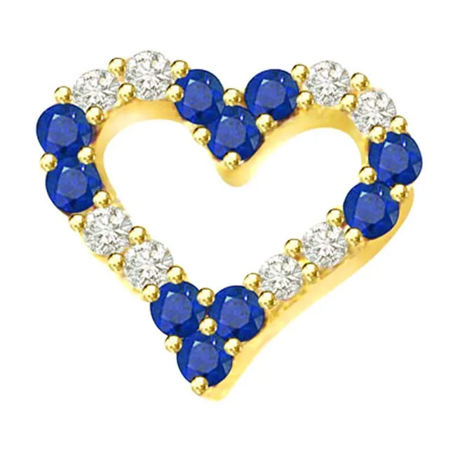 0.32ct Diamond & Sapphire Heart ShapePendants