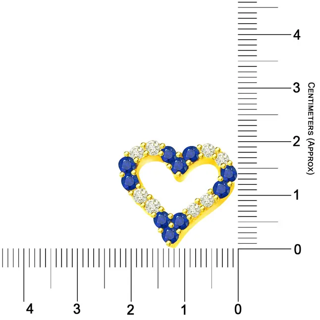 0.32cts Real Diamond & Blue Sapphire Heart Shaped Pendant (P553)