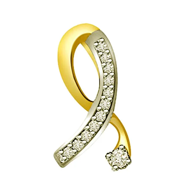 0.26ct Trendy Diamond Two -Tone Gold Pendants