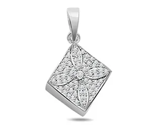 Floral Diamond -0.30 cts Diamond Pendants -White Gold