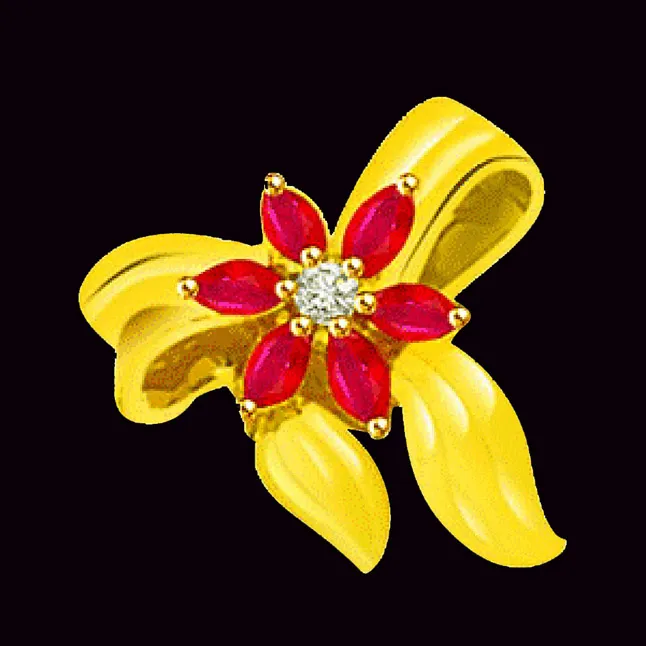 0.05cts Real Diamond & Ruby Pendant (P577)