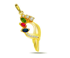 Colourful Creation -0.08 cts Diamond & Precious Stone Pendants -Dia+Gemstone