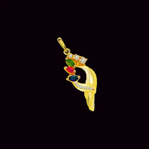 Colourful Creation -0.08 cts Diamond & Precious Stone Pendants -Dia+Gemstone