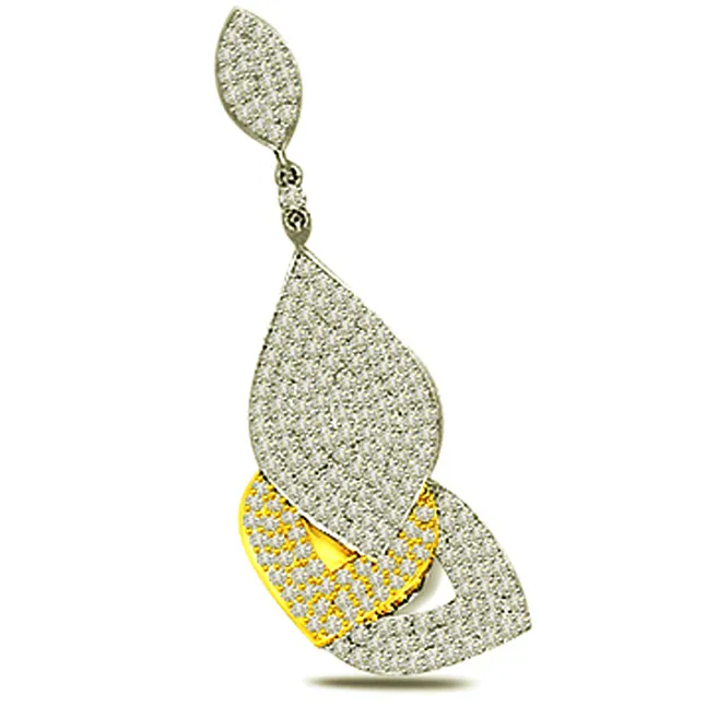 Leaves of Fortune -1.00 cts Diamond Two Tone Pendants