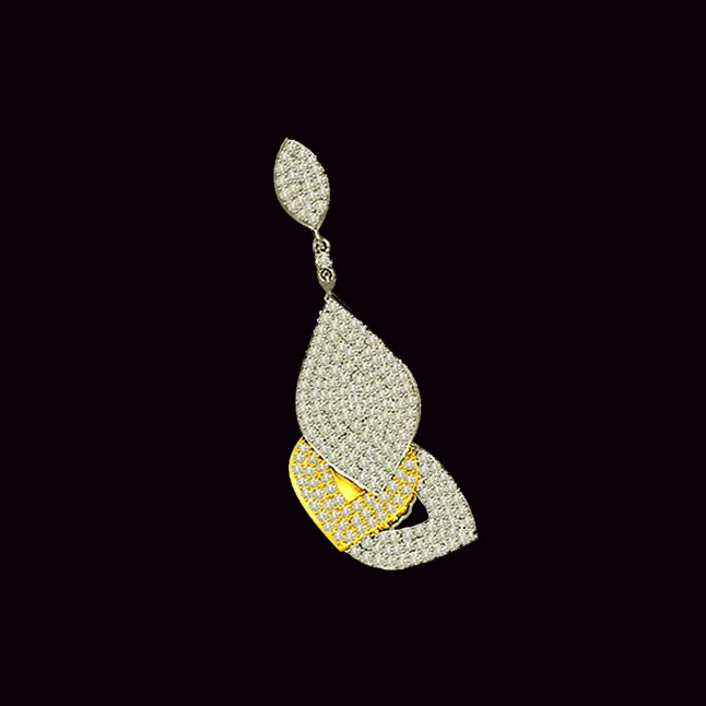 Leaves of Fortune - 1.00cts Real Diamond Two Tone Pendant (P581)