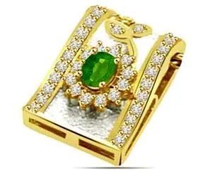 0.34 cts Diamond Emerald Pendants
