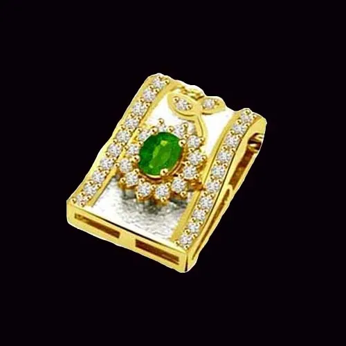 0.34cts Real Diamond Emerald Pendant (P585)