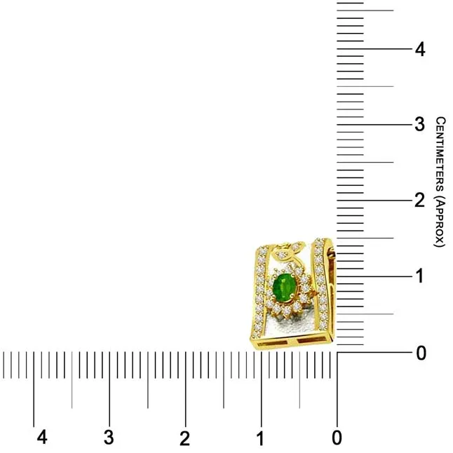 0.34cts Real Diamond Emerald Pendant (P585)