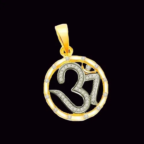 0.15cts Real Diamond Two Tone Om Pendant (P591)