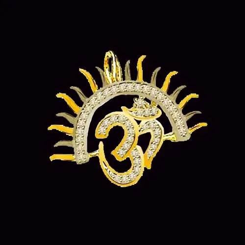 0.25cts Real Diamond Two Tone Om Pendant (P594)