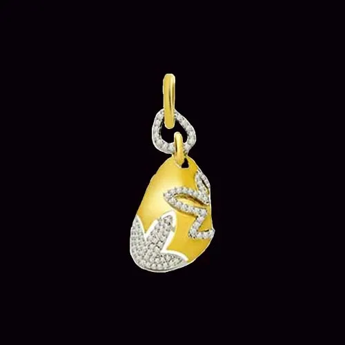 0.35cts Two Tone Real Diamond Pendant (P598)