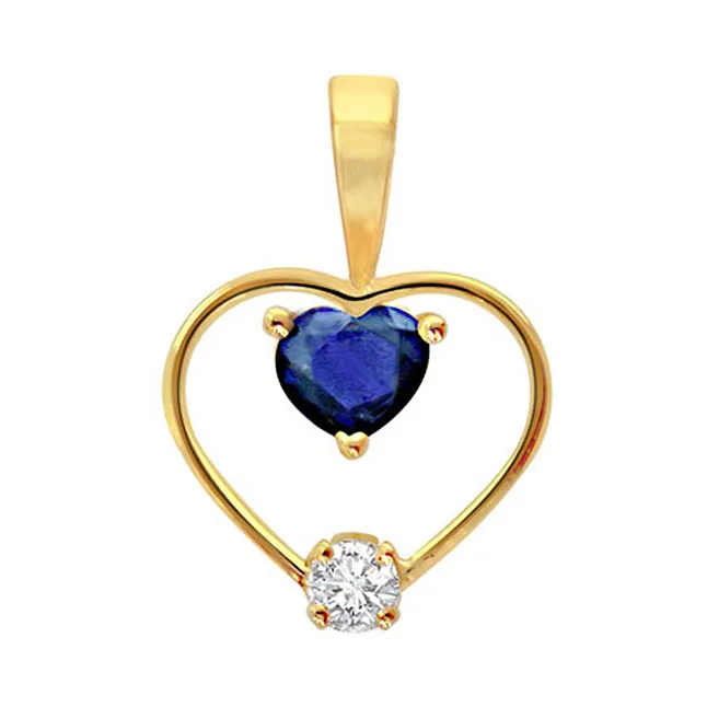 0.10 cts One Diamond Studded In Heart Shaped Pendants