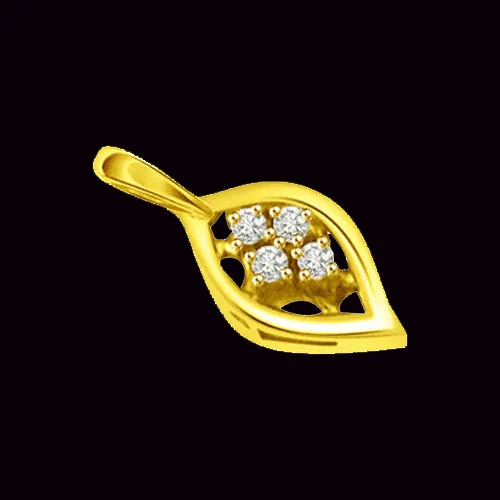 Exotic Diamond Leaf - 0.12cts Real Diamond Pendant (P607)