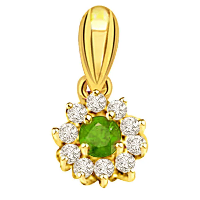 Floral Emerald Delight -Diamond Emerald Pendants