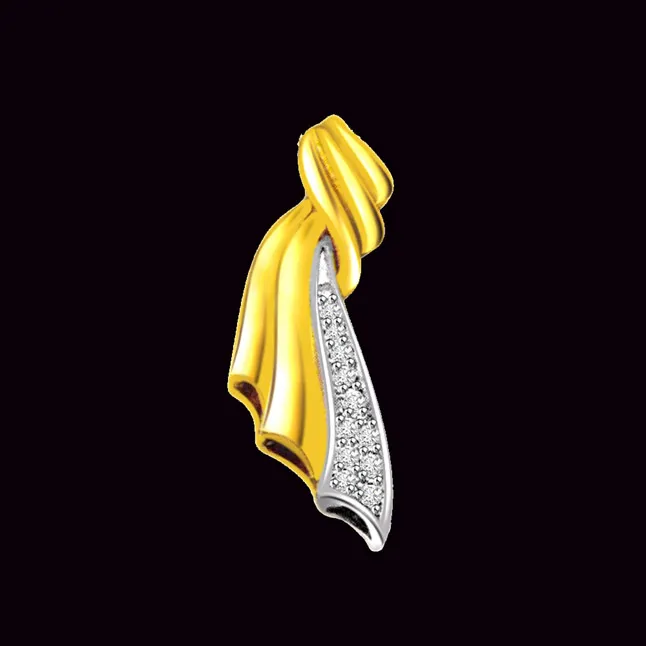 0.12cts Trendy Two Tone Real Diamond Pendant (P624)