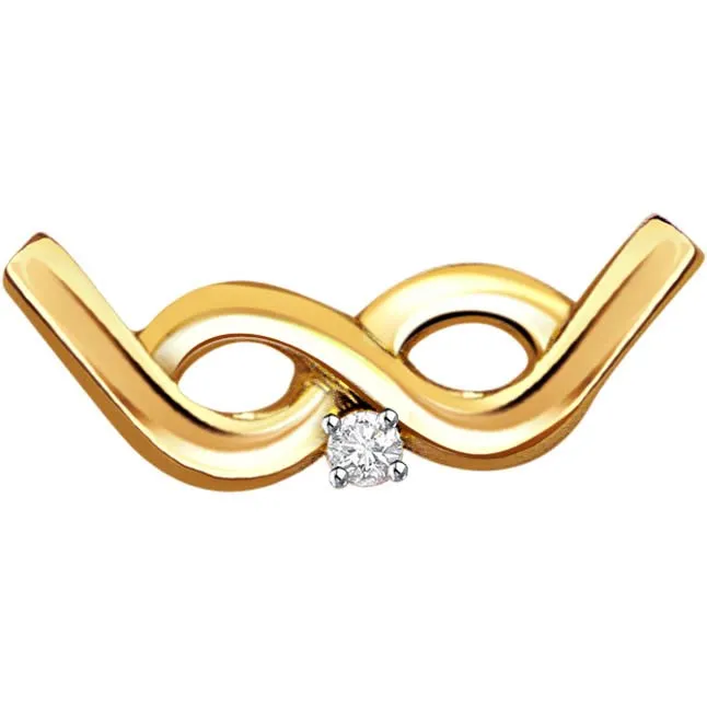 Twisted Curves -0.04 cts Solitaire Diamond Pendants -Solitaire
