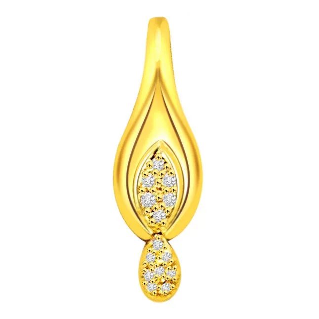 Vintage Drop -0.14 cts Drop Design 18kt Gold Fancy Diamond Pendants -Designer Pendants