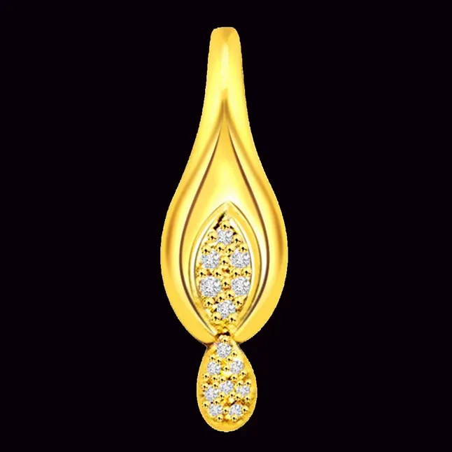 Vintage Drop - 0.14cts Drop Design 18kt Gold Fancy Real Diamond Pendant (P628)