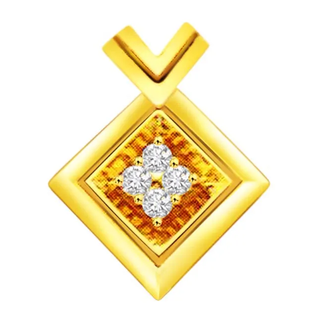 Squared Away -0.08 cts Geometric Shape Diamond Pendants -Designer Pendants