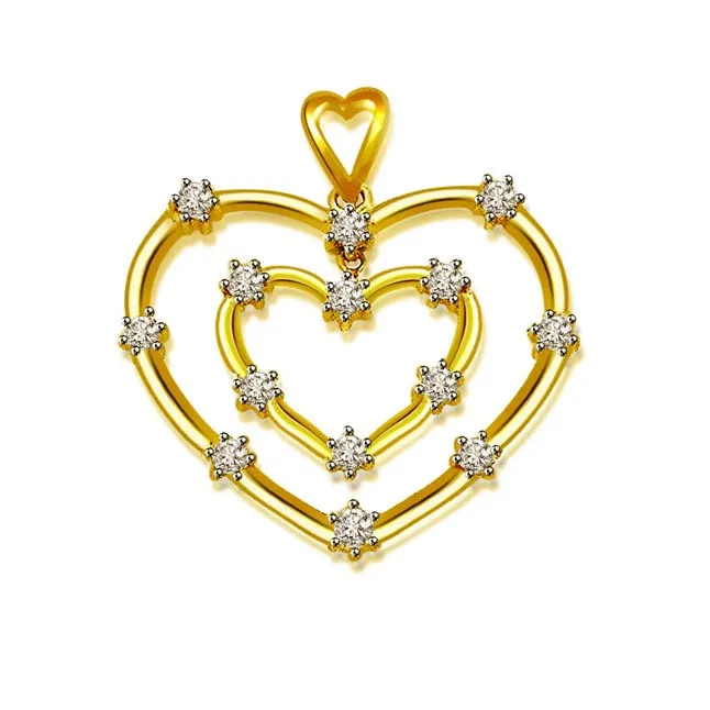 Star Struck Heart -0.28 cts Heart Design 18kt Gold Diamond Pendants