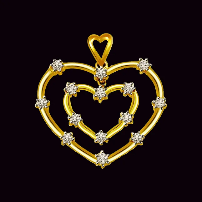 Star Struck Heart - 0.28cts Heart Design 18kt Gold Real Diamond Pendant (P636)